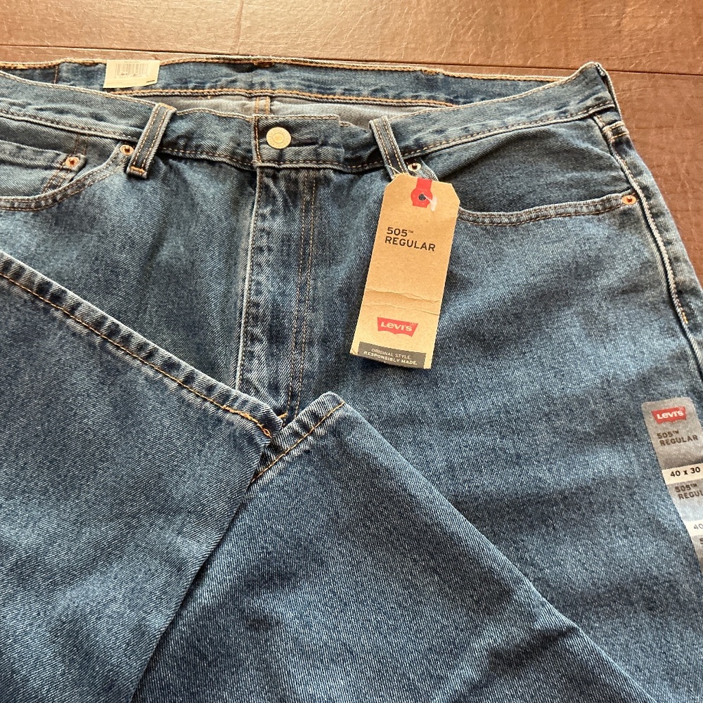 Levi’s 505 Men’s Regular Straight Leg Blue Jeans 40x30
